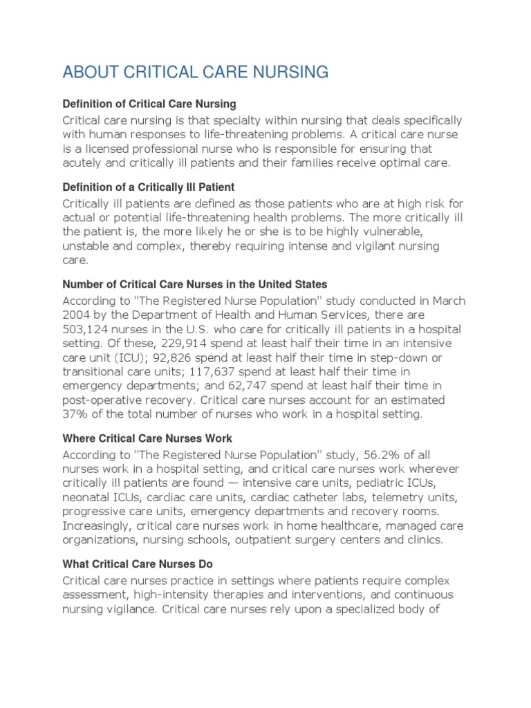 Understanding Critical Care Nursing | PDF | Intensive Care Medicine ...