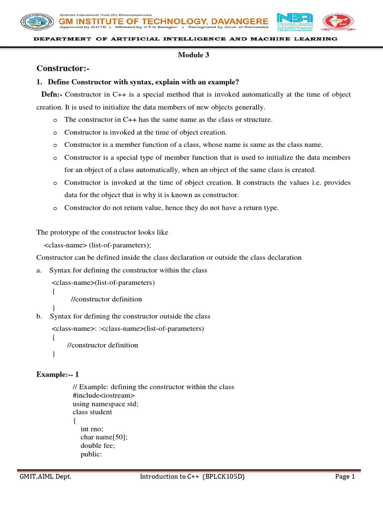 Introduction To C++-Module3-BPLCK105D-205D | PDF | Teaching Methods ...