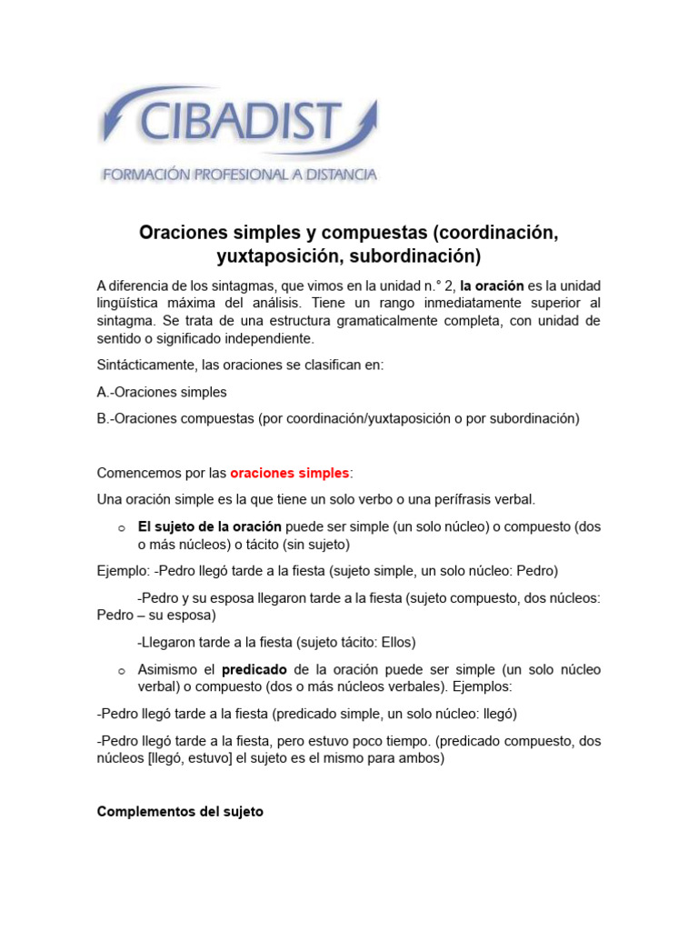 Clasificación de Oraciones en Español | PDF | Artes del Lenguaje y ...