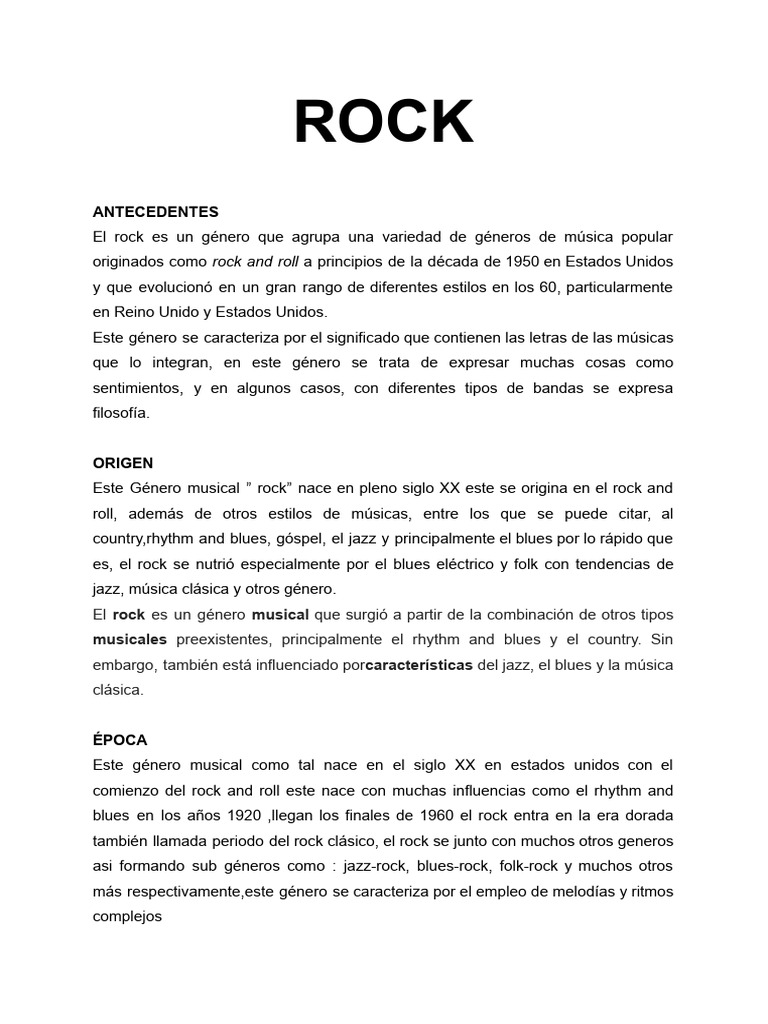Investigación Historia Rock Rock Rock | PDF