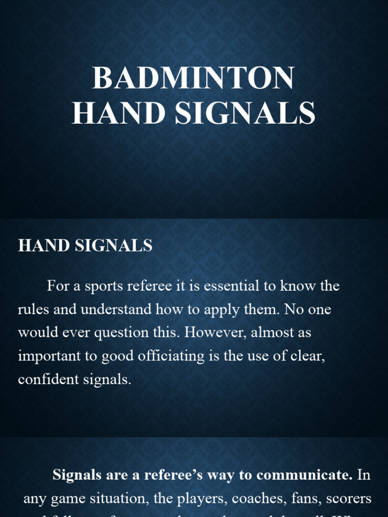 Badminton Hand Signals Download Free PDF Referee Sports