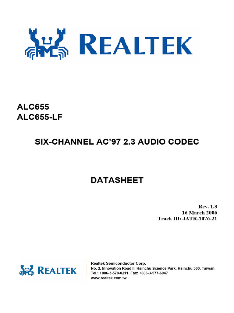 ALC655 DataSheet 1.3 | Descargar gratis PDF | Tecnología de sonido ...