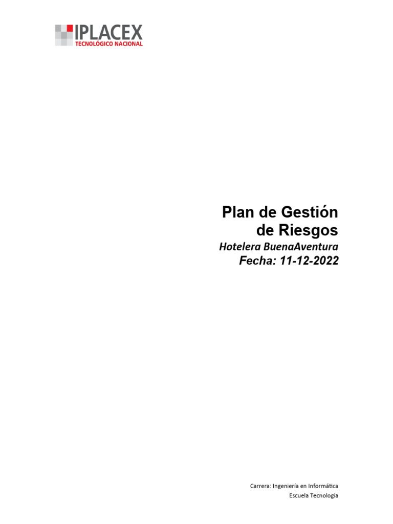 Plan De Gestion De Riesgo Pdf Planificación Business