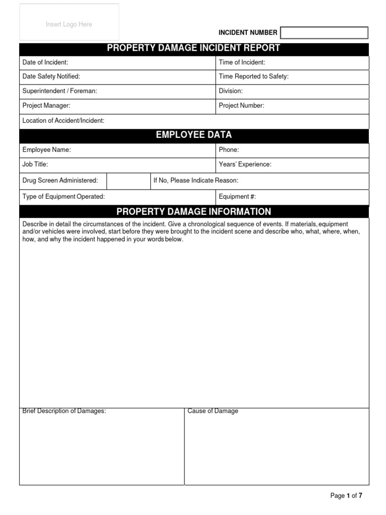 Property Damage Incident Report Template | PDF | Safety
