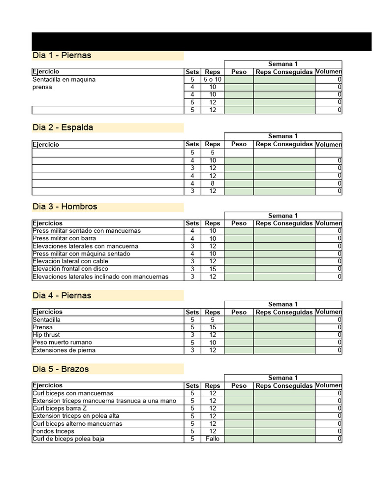 Rutina Hipertrofia David Laid | PDF