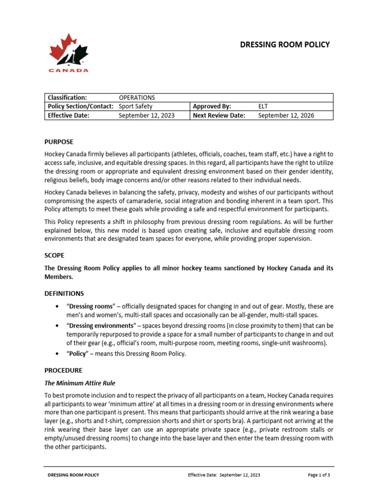 Dressing Room Policy PDF