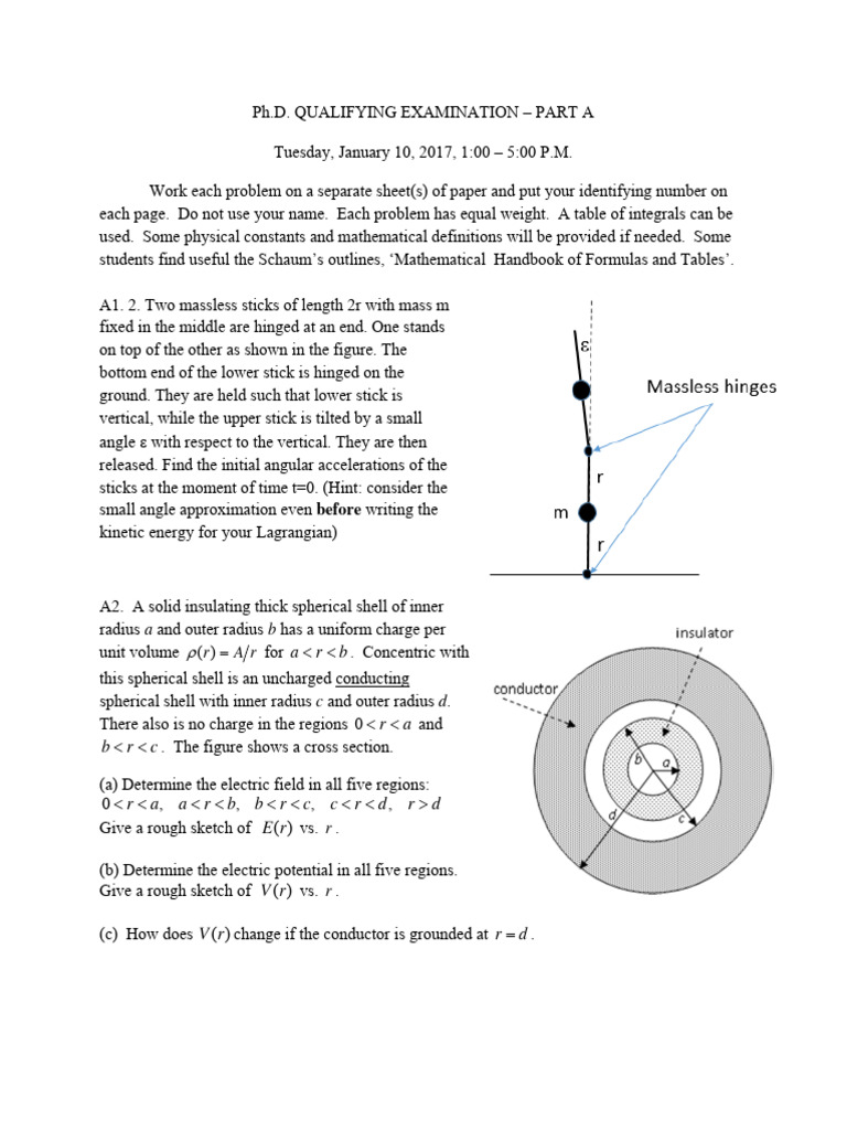 Qual Exam Jan2017 Pdf Thermal Conduction Sphere