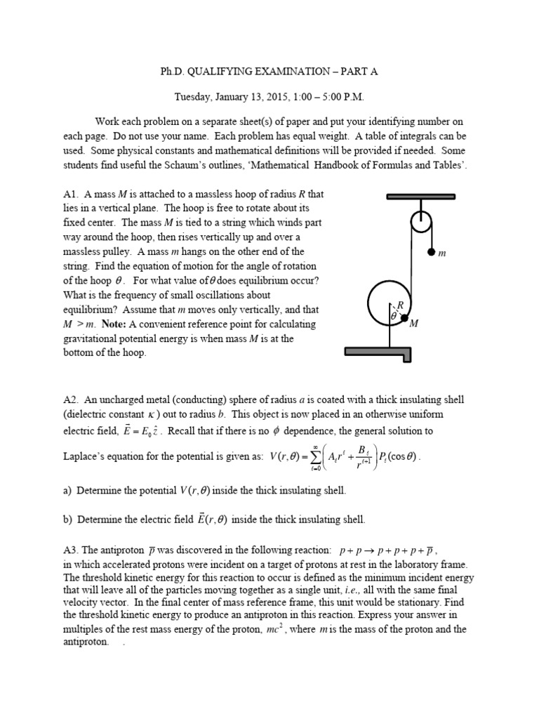 Qual Exam Jan2015 Download Free Pdf Hamiltonian Quantum Mechanics