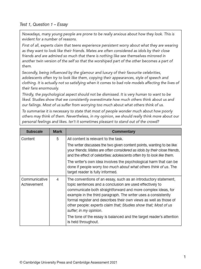 B2 First For Schools Essay Examples – KDWA