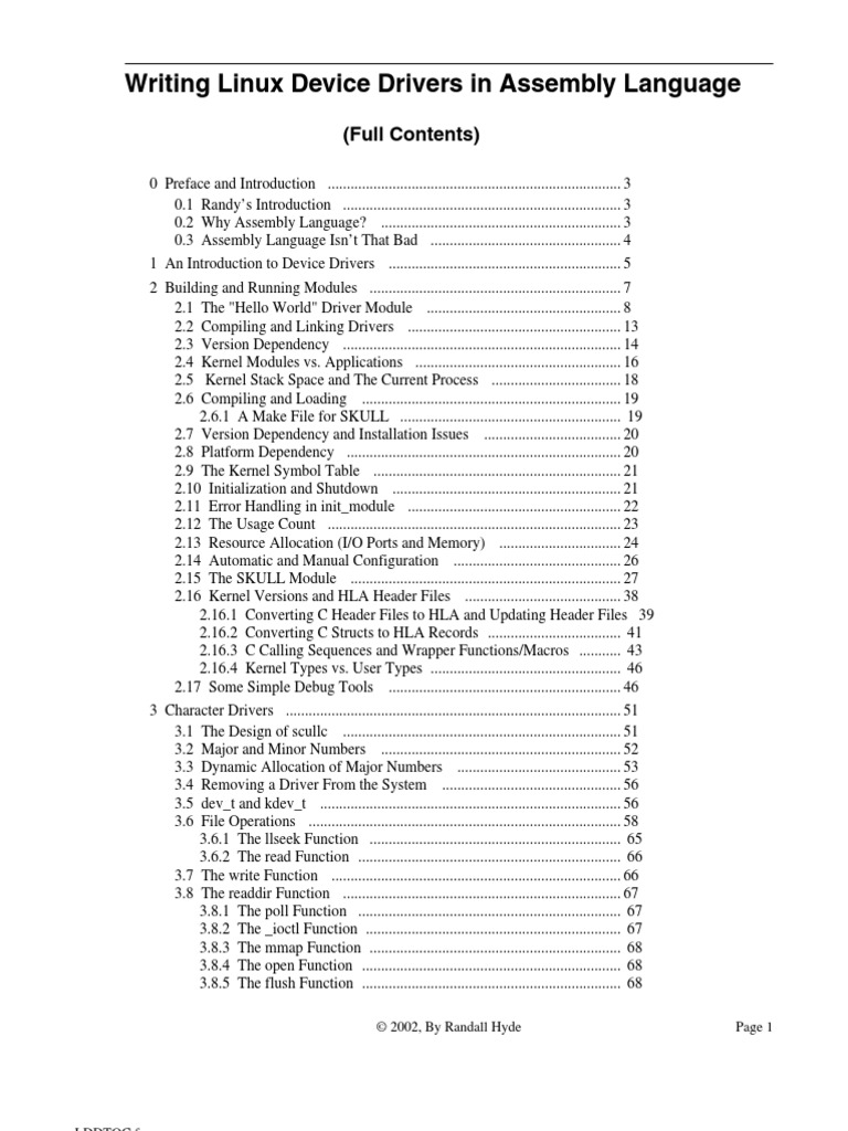 Writing Linux Device Drivers in Assembly Language (En US) PDF