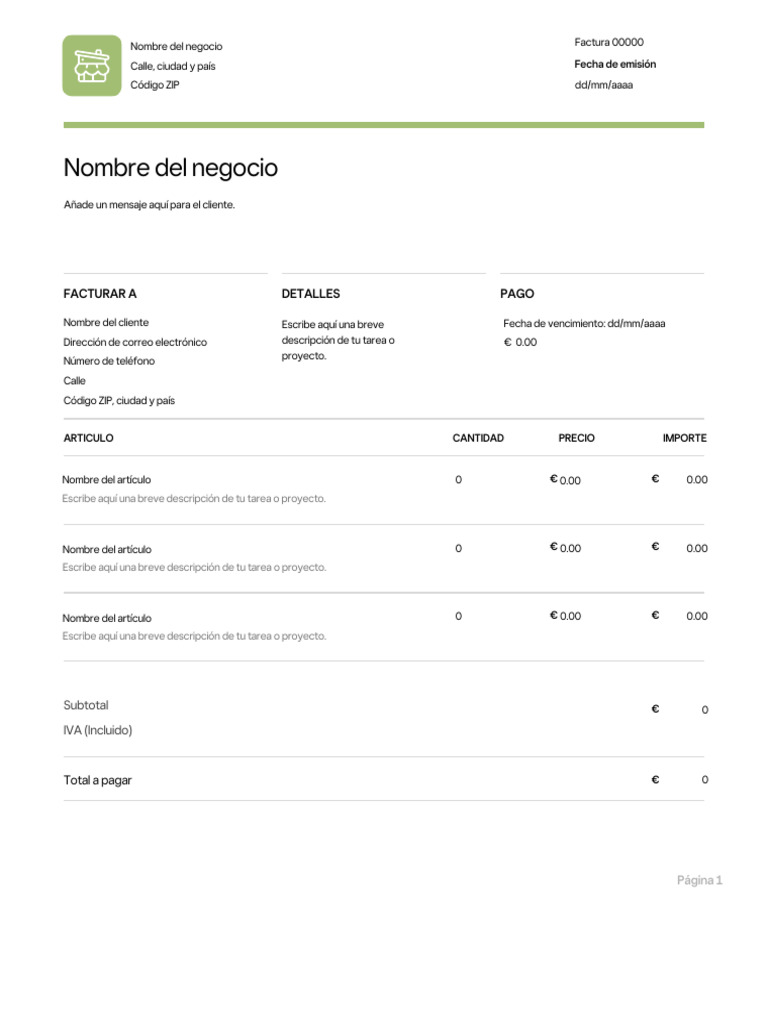 Plantilla de Factura Detallada | PDF
