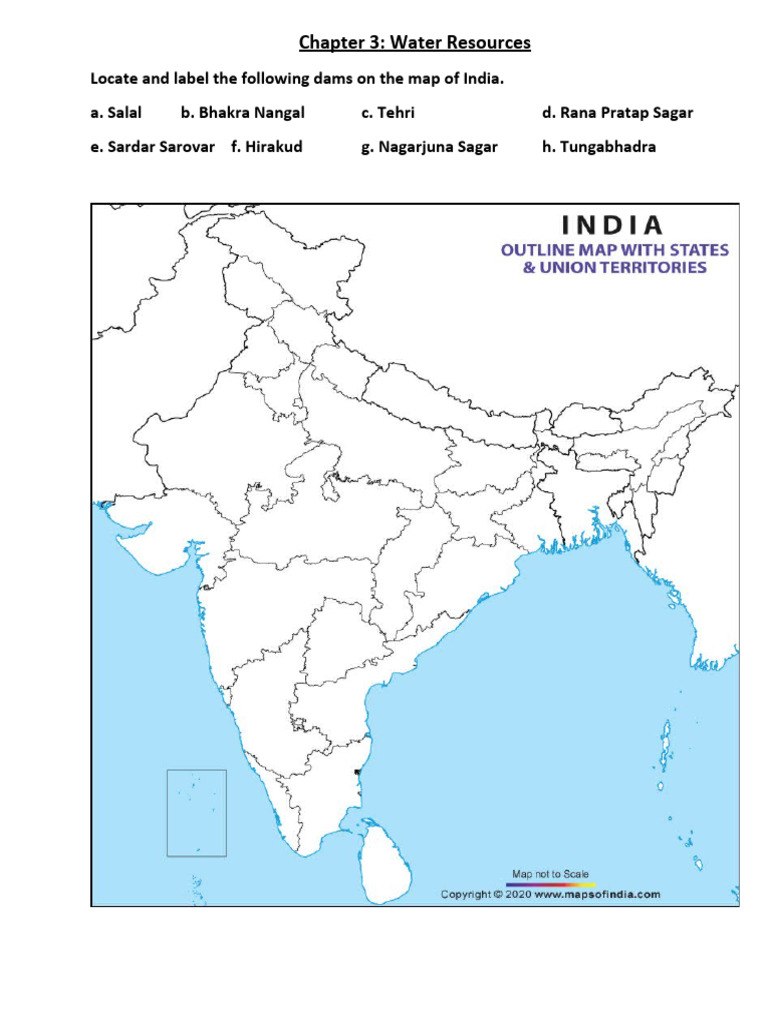 Water Resources Dams in India Map | PDF | Travel | Science & Mathematics