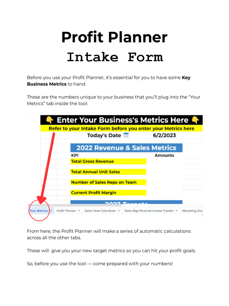 Essential Metrics for Profit Planning | PDF | Finance & Money Management