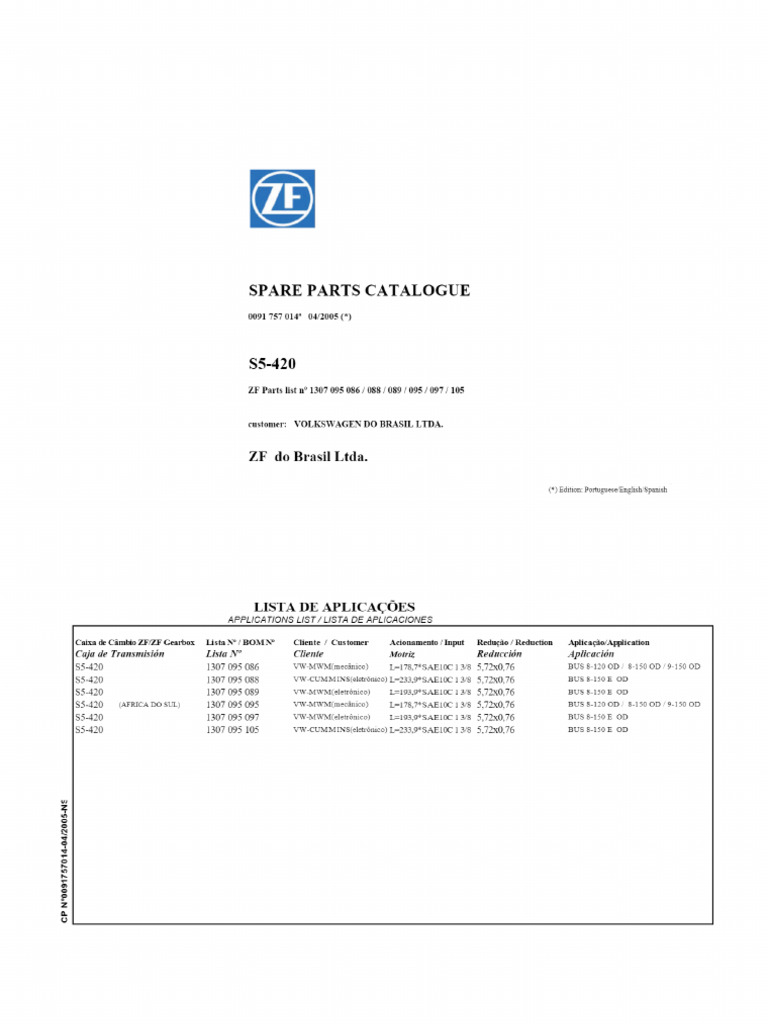 Cat logo Cambio ZF S5 420 PDF