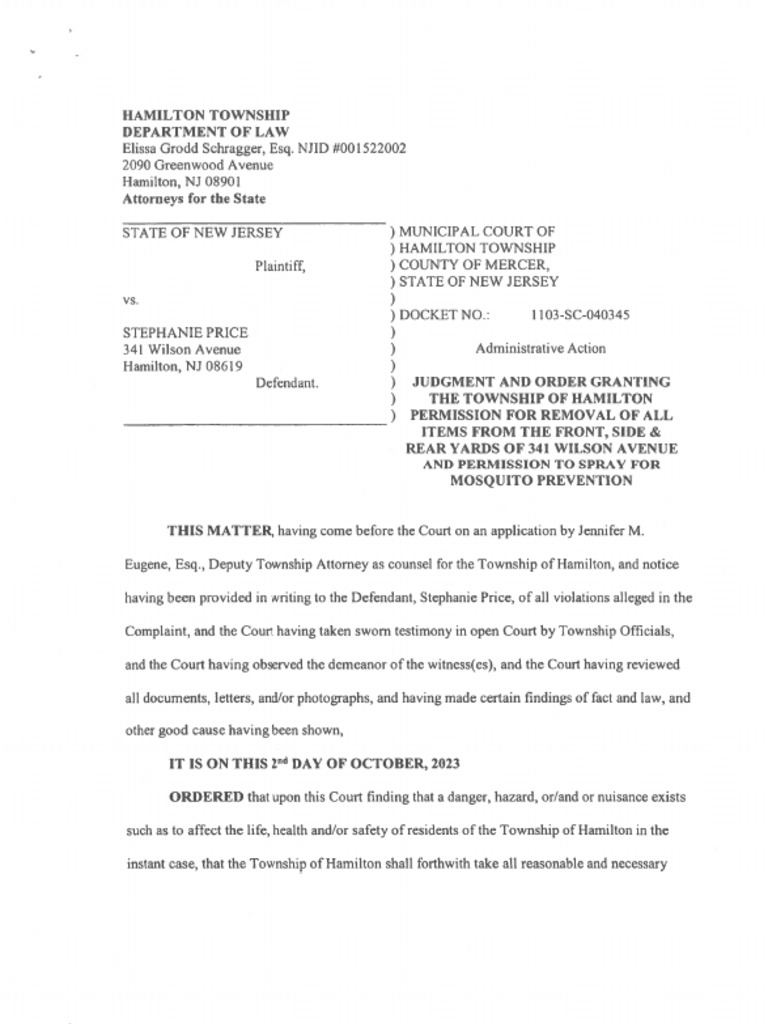 Hamilton Township Vs Price PDF