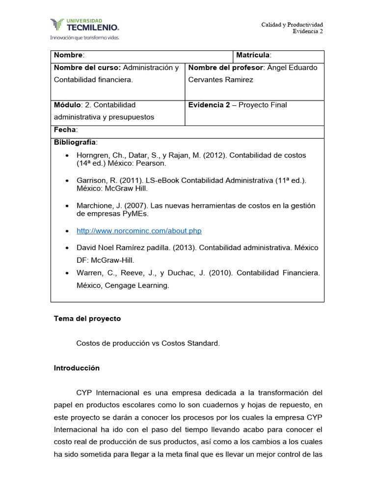 Evidencia 2 Administración y Contabilidad Financiera. | PDF