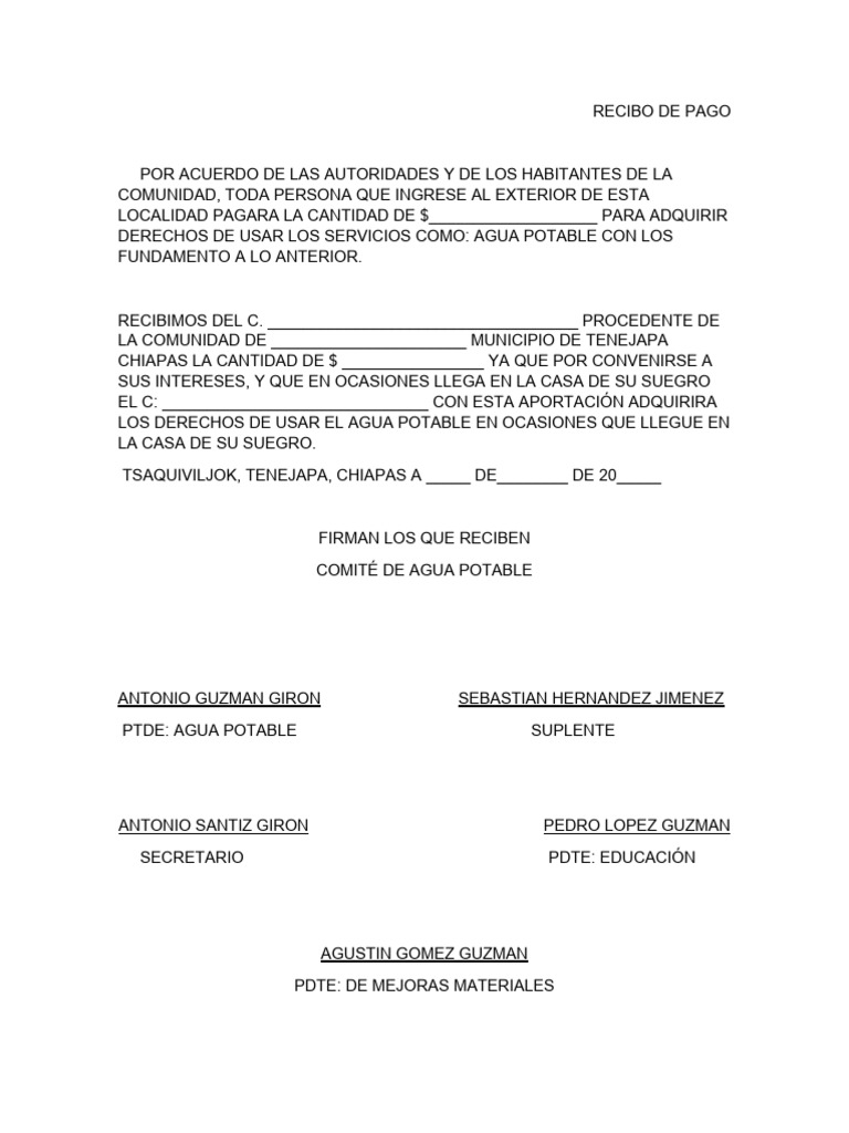 Recibo de Pago por Servicios de Agua | PDF | Finanzas y dinero