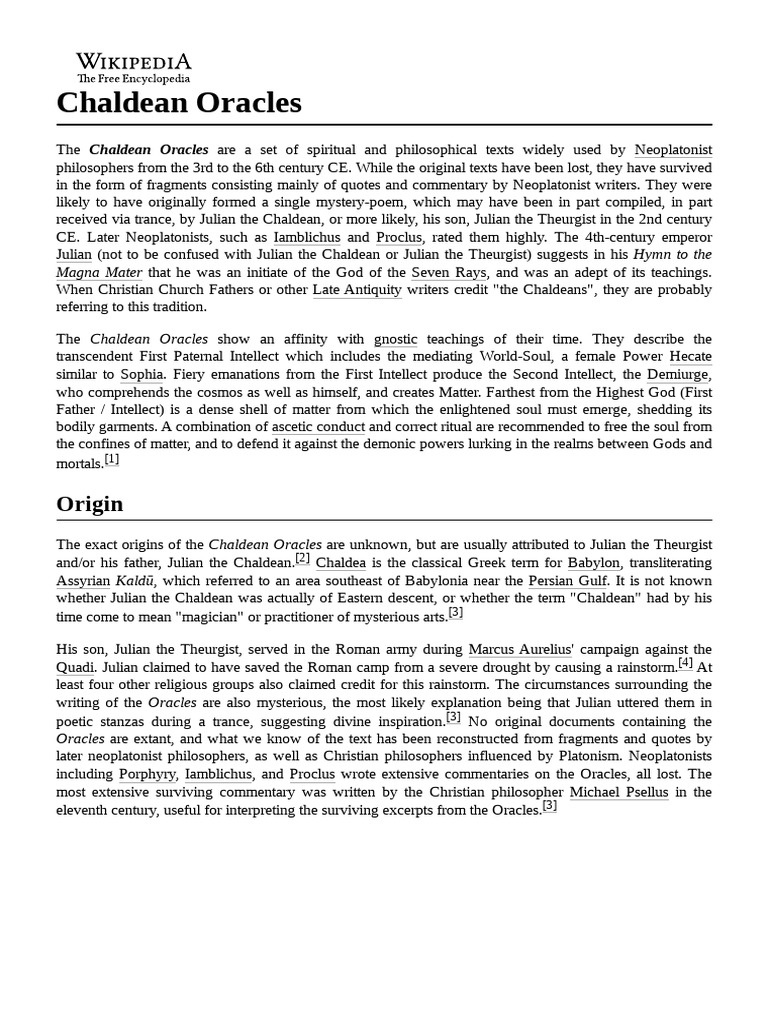 Chaldean Oracles PDF Religious Belief And Doctrine Esotericism