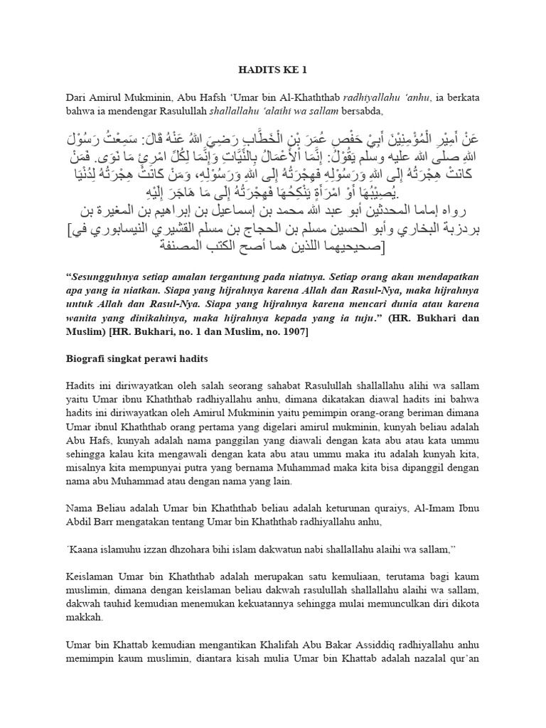 Niat dalam Amalan: Hadits Pertama | PDF