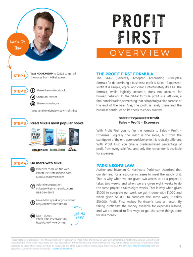 Profit First One Sheet and Overview+ (1) + | PDF | Banks | Taxes