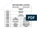 Jadual Ganti Hari Isnin Selasa