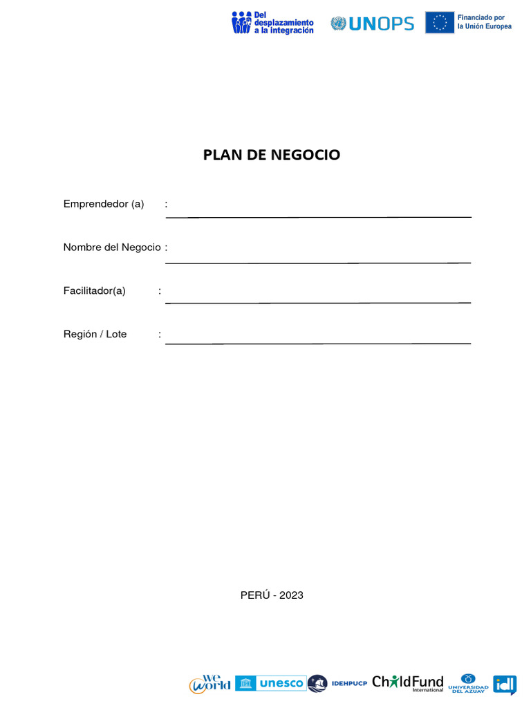 Formato Plan de Negocio Emprendiendo | PDF | Business | Precios