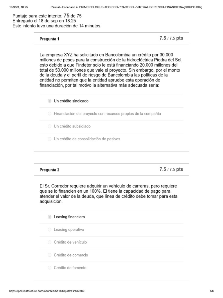 Parcial Escenario 4 Gerencia Financiera | PDF