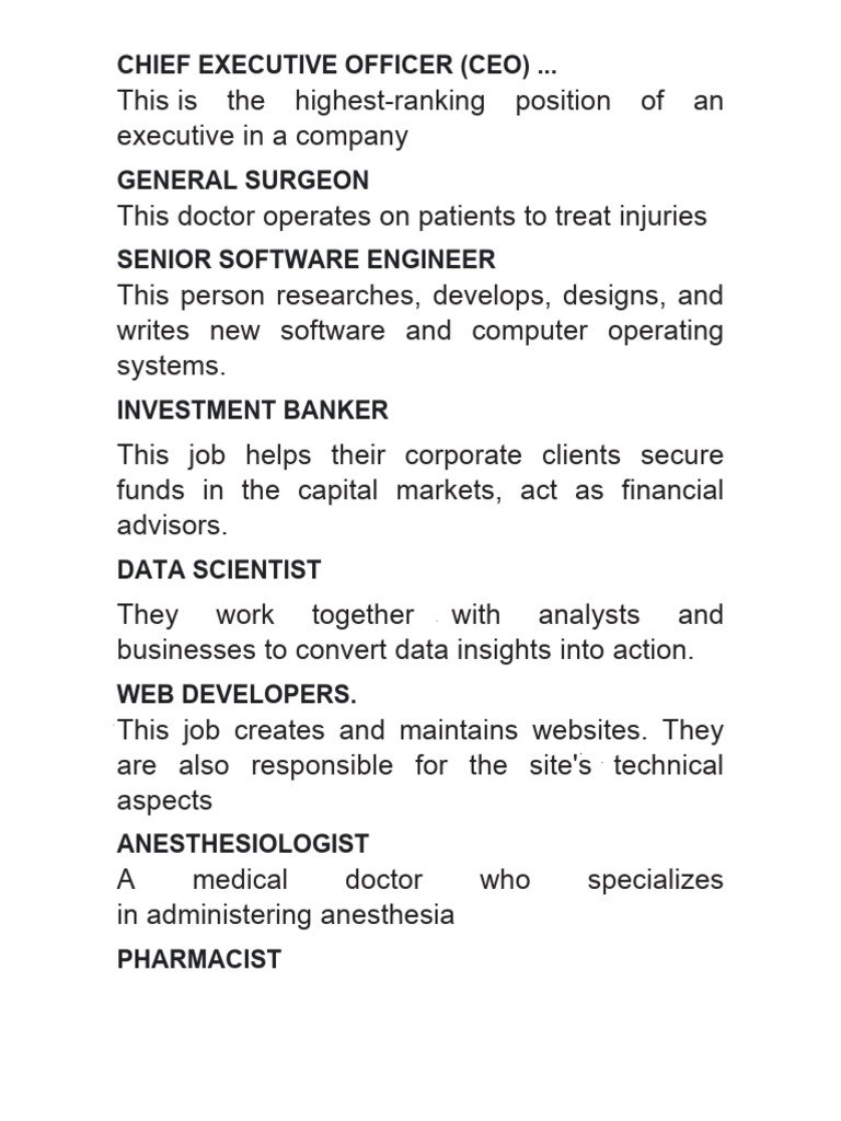 Handout To Cut Jobs and Definitions PDF