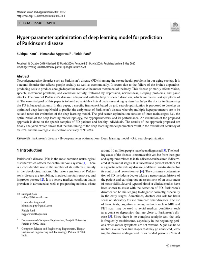 Kaur2020 Article Hyper-parameterOptimizationOfD | PDF | Deep Learning ...