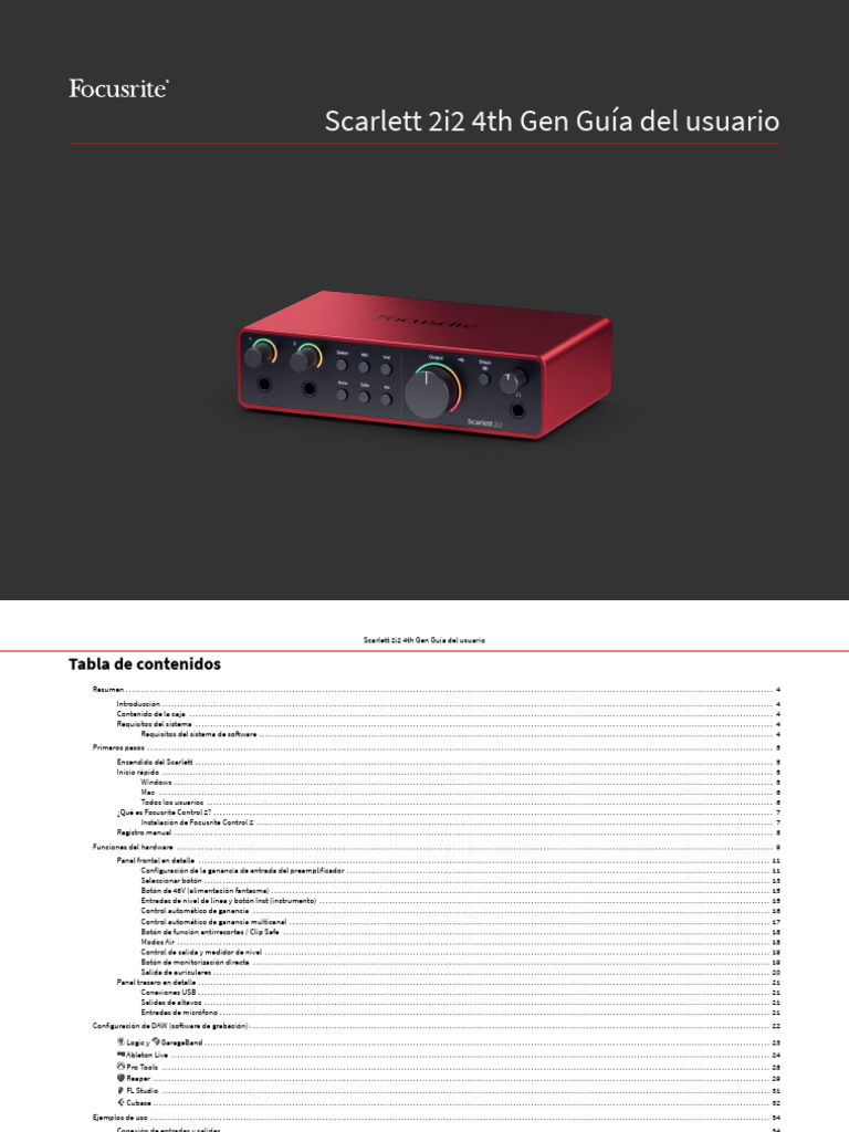 Scarlett 2i2 4th Gen User GuidePdfEs 0 PDF Mac OS Informática