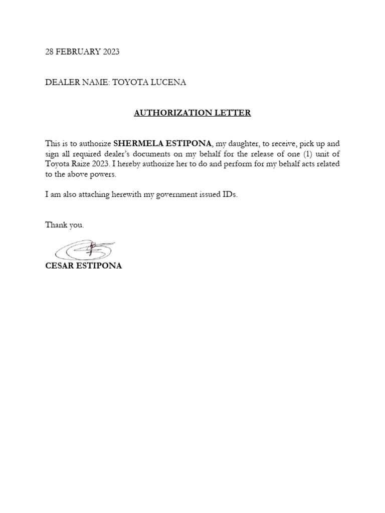 Authorization letter pdf