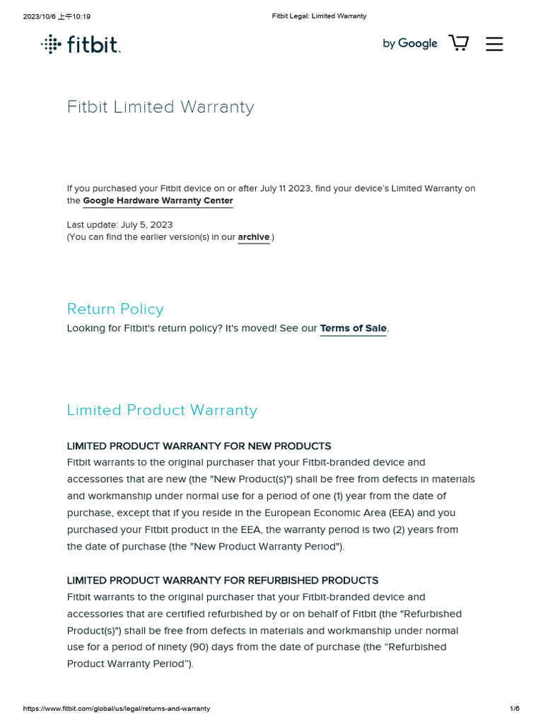 Fitbit Legal_ Limited Warranty PDF