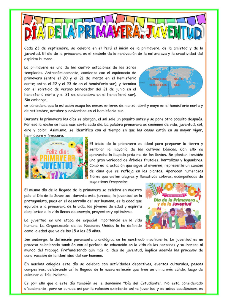 SESION 20 Setiembre LECTURA PRIMAVERA | PDF | Temporada de primavera ...