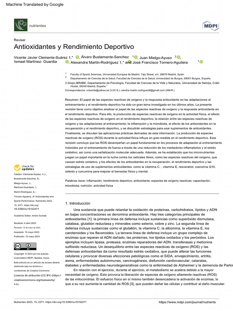 Antioxidants and Sports Performance en Español PDF