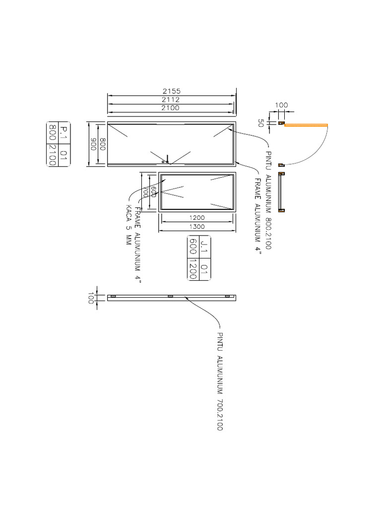Detail Pintu Kusen Aluminium (P.1) | PDF