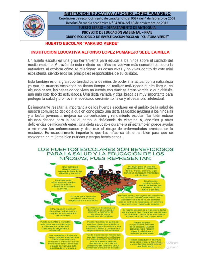 Huerto Escolar | PDF