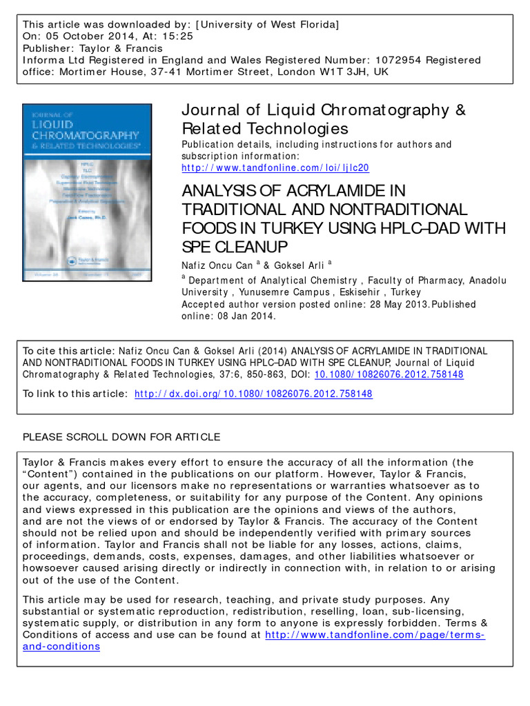 Journal of Liquid Chromatography & Related Technologies PDF