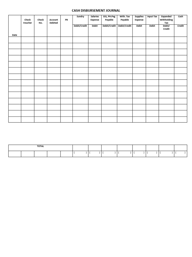 Cash Disbursement Journal | PDF