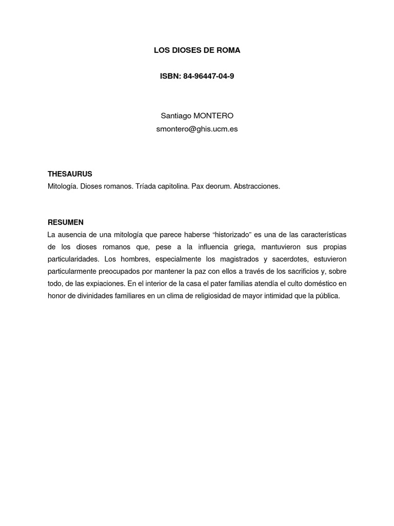 dioses de Roma | PDF | imperio Romano | Mitología griega
