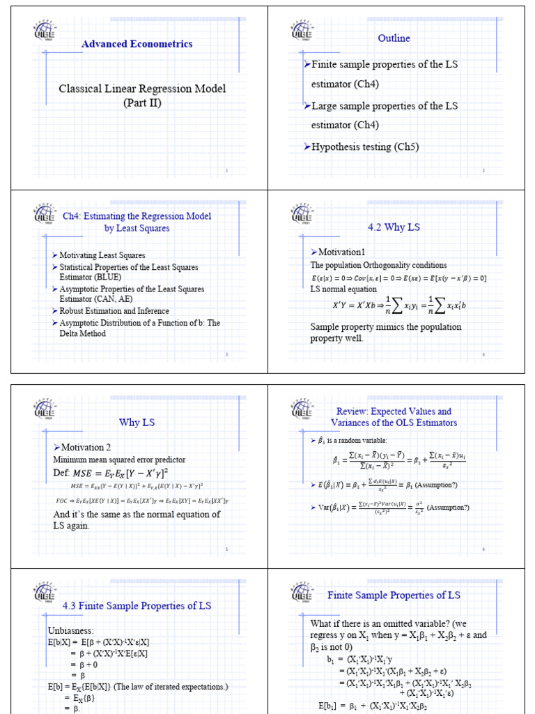 Least Squares Estimator Properties | PDF | Ordinary Least Squares ...
