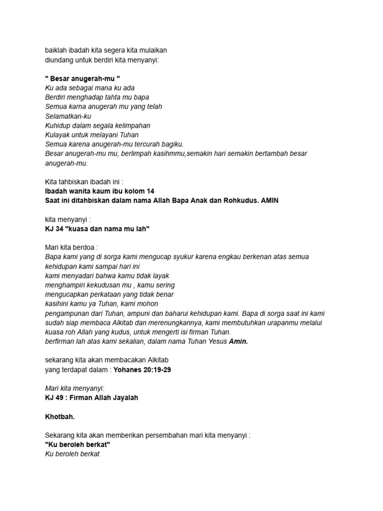 Tata Ibadah Kaum Ibu Kolom 14 Pdf