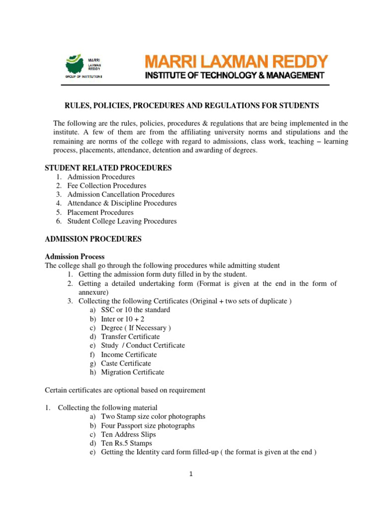 NBA Rules and Regulations for Students PDF