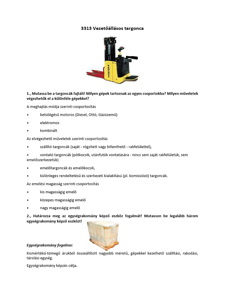 3313 - Vezetőállásos Targonca | PDF