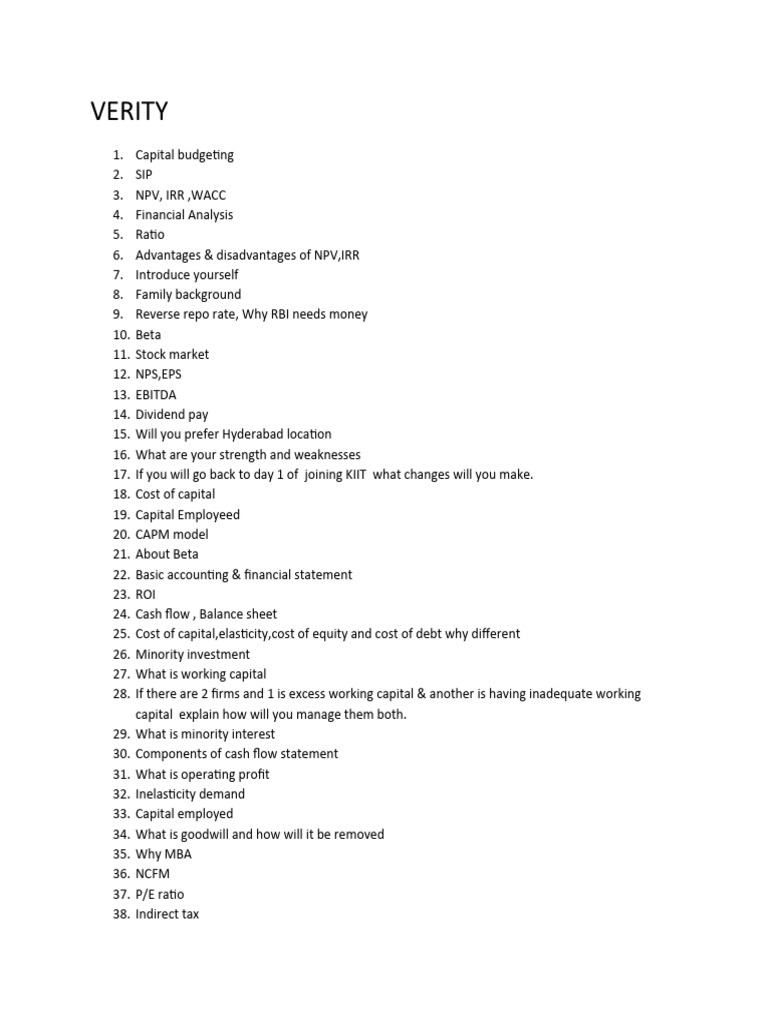Verity Questions | PDF