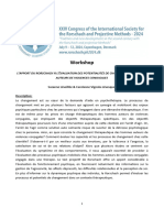 Workshop: L'Apport Du Rorschach À L'Évaluation Des Potentialités de Changement D'Hommes Auteurs de Violences Conjugales