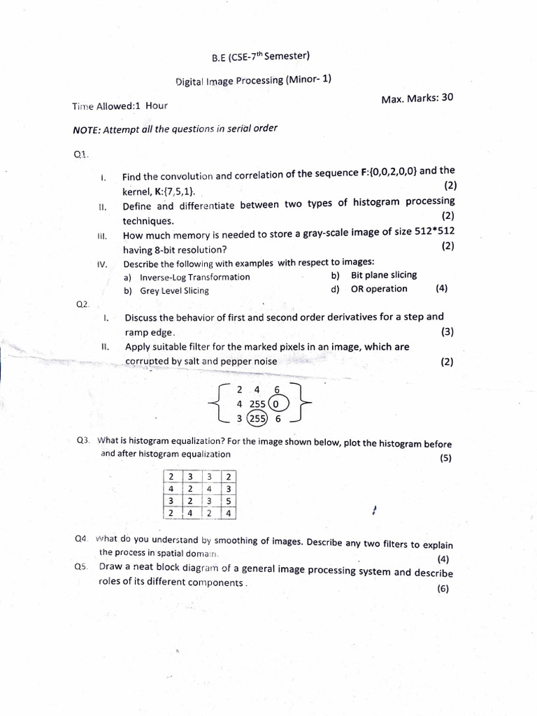 Digital Image Processing Exam Questions | PDF | Teaching Methods ...