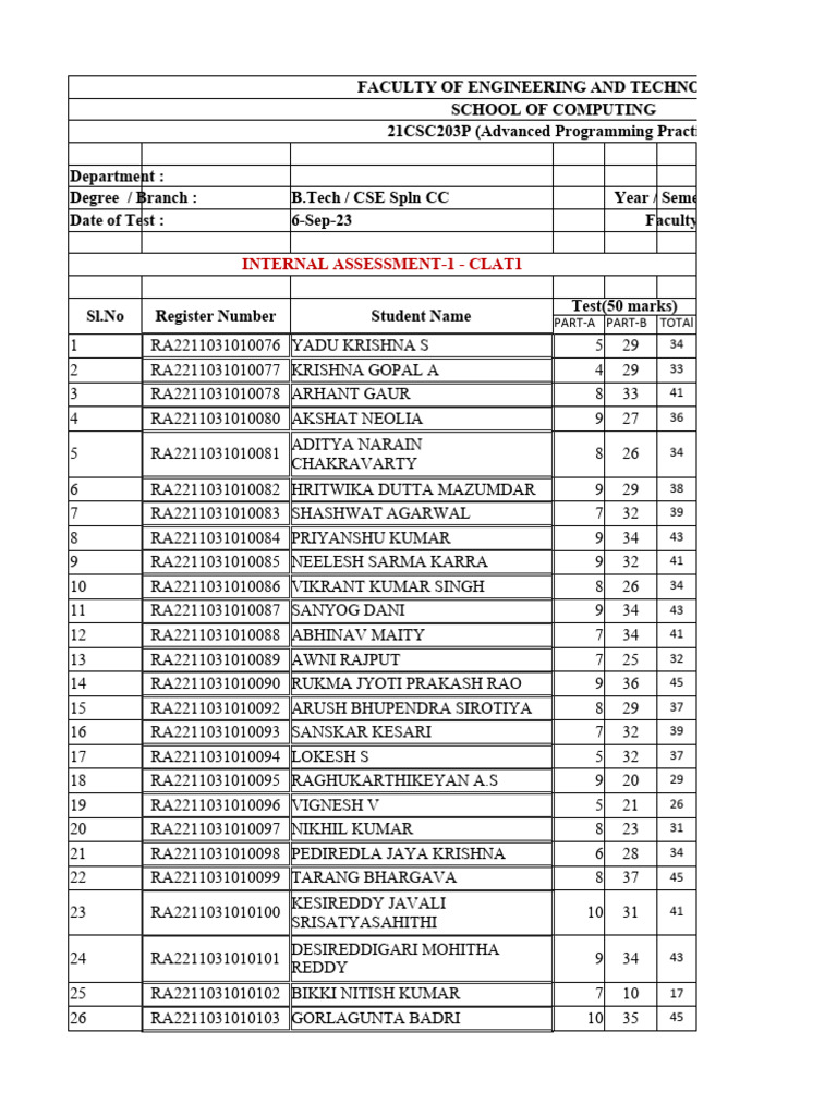V1 APP MARKS Updated | PDF