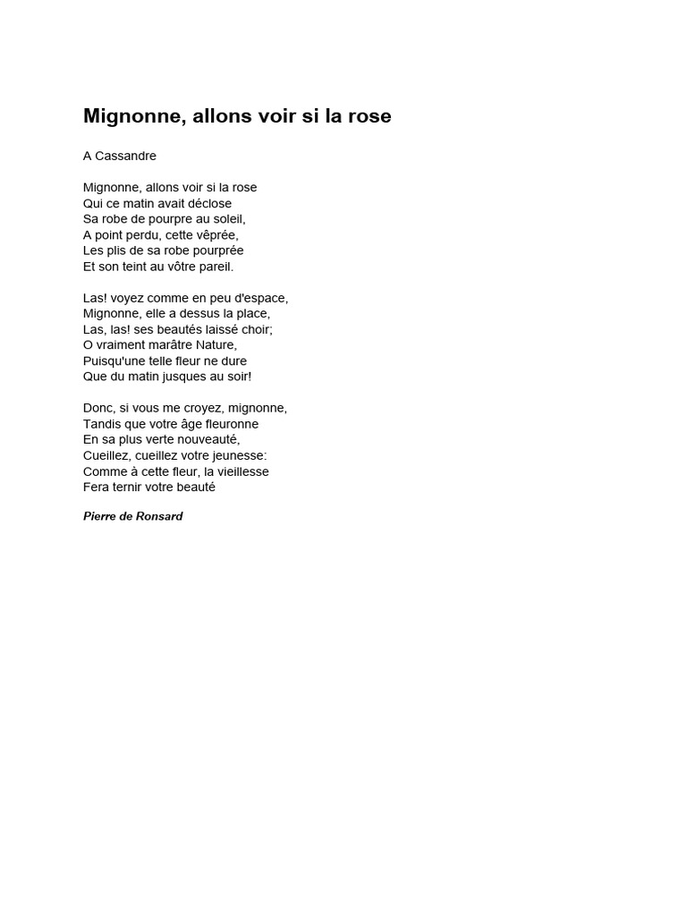Mignonne, allons voir si la rose | PDF
