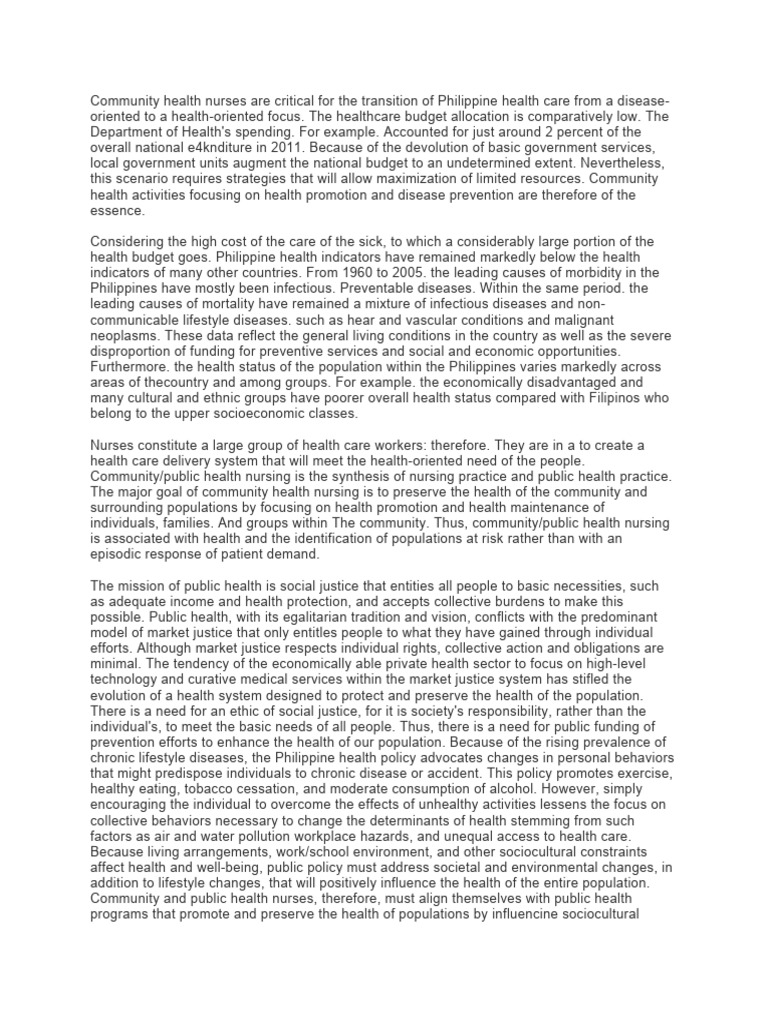 Community Health Nursing 1 Pdf Preventive Healthcare Public Health