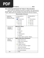 Trainees Characteristic